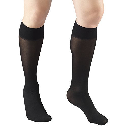 Truform Women S 8 15 Mmhg Sheer Knee High Compression Stockings Black Large Sbt Medical Supplies
