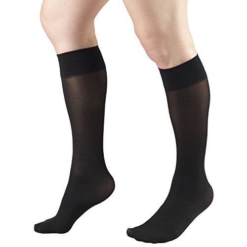Truform Women’s 8-15 mmHg Sheer Knee High Compression Stockings, Black ...