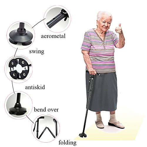 Folding Cane with Led Light, Adjustable Canes and Walking Sticks for Men  and Women, Walking Cane Stick for Elderly with Cushion Handle and Pivoting